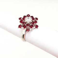 Vintage Luxury RING Sterling Silver 925 with Bright Stones -size: 7.5 (18mm) #68