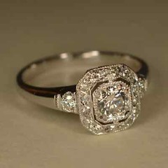 Art Deco Vintage 2Ct Round Lab Created Diamond 14K White Gold FN Engagement Ring