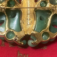PreownedKJL Kenneth Lane Butterfly Moth Brooch Pin Vintage Faux Jade Rhinestone