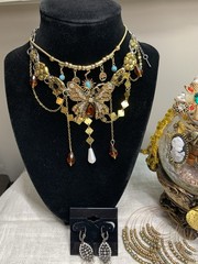 VTG Curated Mystery Costume Jewelry Jar Gold Tone Pastels Pearls Cameo WOW
