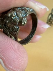 Vintage Solid Brass Handmade Animal Rings Frog Lion Cat & Turtle Artisan Art Lot