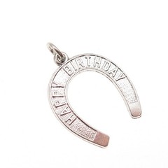 Rembrandt 925 Sterling Silver Vintage Happy Birthday Horseshoe Charm Pendant
