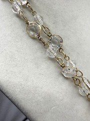 Gold Tone Bezel Set Acrylic Crystal Long Necklace VTG NOS 50”