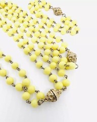 Custard Yellow Interchangeable Glass Beaded Necklace Bracelet Vintage Jewelry