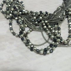 Vintage Short Haevy Large Silver Grey Bearded Necklace Women Accessories Jewelry