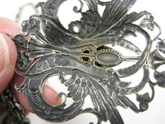 Ornate Vintage Silver Tone Necklace Filigree Pendant Chain 22 In Birds Ornate