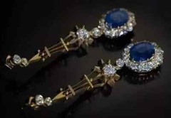 Vintage Art Deco Style Lab Created Diamond Dangl Drop Earring 14K Yellow Gold FN