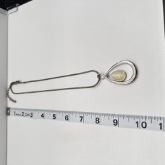 Vintage 90s Teardrop Pendant Necklace Silver Tone Snake Chain Women’s Jewelry