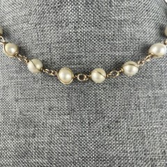 Sarah Coventry Gold Tone Wire Wrapped Faux Pearl Necklace 18″Vintage