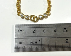 Christian Dior necklace pendant with rhinestones CD logo gold plated Vintage