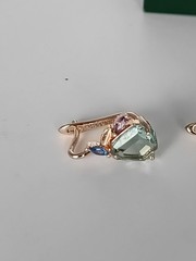 Vintage 1990-s 14 Ct Rolled Gold Light Green Peridot Earrings Hallmarked 585 RG