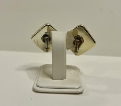 Gold And White Tone Geometric Clip On Earrings