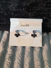 Vtg Givenchy New Purplish Stone Signed Clip On Nickel Free Statement Earrings