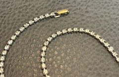 Vintage Clear Rhinestone Asymmetrical Lavalier Dangle Fringe Art Deco Necklace