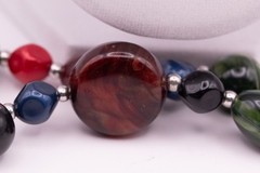 Vintage Boho Multicolor Chunky Beaded Statement Necklace Acrylic Resin Swirl
