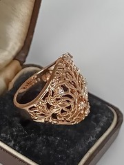 Vintage 1990-s 14 Ct Rolled Gold Zircon Ring Size UK P US 7 3/4 – Hallmarked!