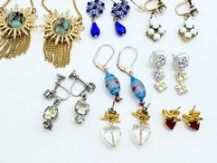 Lot 8 Pairs of Earrings Rhinestones Glass & Acrylic Vintage E-904