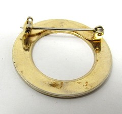 Gold Circle Pin 1 inch Round with Triangles Vintage Scarf Holder US Seller us