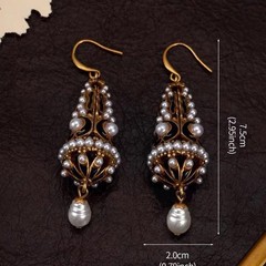 Antique style retro court imitation Pearl Earrings