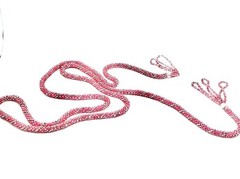 Antique Art Deco Pink Sautoir Necklace Tassel Glass Bead Flapper Iridescent