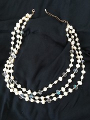 triple strand baroque fwp pearl bead necklace and earrings