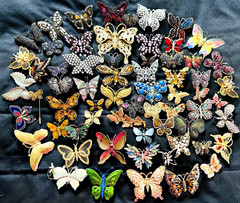 Lot 65 Vtg BUTTERFLY BROOCH Rhinestone Enamel 925 800 Silver GF Monet Trifari