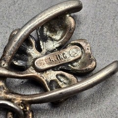 Vintage Sterling Silver Wishbone Clover Pendant Lucky Charm Antique Finish