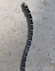 ❤️✨VINTAGE Sterling Silver EMERALD CUT GARNET & MARCASITE ESTATE Tennis Bracelet