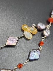 Freshwater Pearl and Teardrop Gemstone Bead Necklace