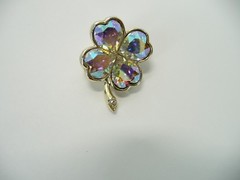 Estate Vintage Signed WEISS Clear Rhinestone Floral Brooch USA Seller