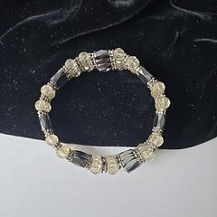Vintage Glass hematite Stone Beads Magnetic Wrap Bracelet One Size