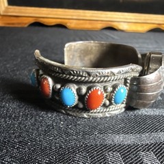Native American watch cuff signed Lm