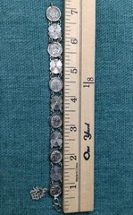 Vintage Good Luck Chinese Coin Silver Panel Bracelet 7.25″, 11.6g