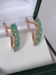 Vintage 1990-s 14 Ct Rolled Gold Emerald Earrings-Hallmarked 585 RG
