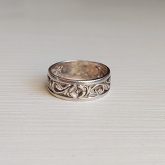 Vintage 916 Silver Ring Engraved Band Flower Ornate Design Unisex Size 9/19