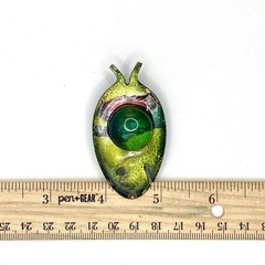 Vintage Modernist Fish Pendant Metal Enamel Art Glass Reversible Charm