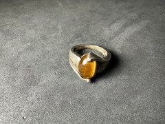 4.83g Vintage Sterling Silver 925 Ring Oval Golden Brown Statement M Size 6
