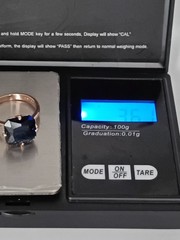 Vintage 1990-s 14 Ct Rolled Gold Sapphire Ring Size UK P US 7 1/2 – Hallmarked!
