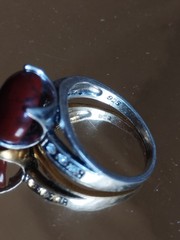 Vintage 925 Sterling Silver Red Jasper Cabochon Ring Size 8.5 (18mm) 4.88g