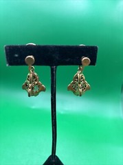 Vintage Gold Tone Screw Back Damgle Earrings