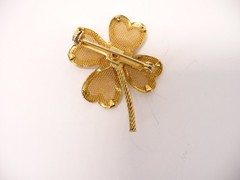 Vintage Floral Gold Tone Mesh Faux Pearl Flower Brooch USA Seller