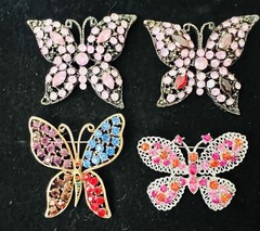 Lot 65 Vtg BUTTERFLY BROOCH Rhinestone Enamel 925 800 Silver GF Monet Trifari