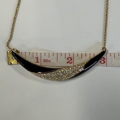 Christian Dior Vintage Necklace Pave Rhinestone Enamel Crescent Gold Plate 16”