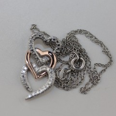 Triple Open Hearts Pendant Necklace with Gemstones Sterling Silver