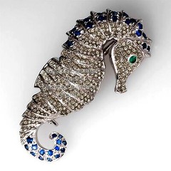 Stunning 3.75ct Rose Cut Diamond Gemstone Silver Vintage Seahorse Brooch Jewelry