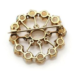 3 Ct Oval Cut Lab Created Fire Opal Circle Attractive Brooch Pin 14K Gold Plated