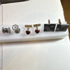 Vintage Cufflinks Lot 3 Pairs Red Glass Black Stone & Formal Dress Cufflinks