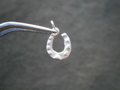 TINY Lucky Horseshoe Vintage Shiny Sterling Silver Bracelet Charm Pendant