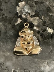 ESTATE VINTAGE 14K GOLD DIAMOND BUDDHA LUCKY CHARM