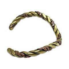 Vintage/Retro 1970s Twisted Copper & Brass Chevron Shaped Unisex Cuff Bracelet